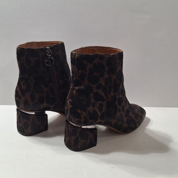 Franco Sarto Leather Calf Hair Black Brown Marquee Leopard Animal Print Boot 8.5 - Picture 4 of 13